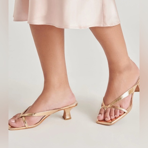 Dolce Vita Brevel Heeled Sandals – Gold Leather8.5 – Brand New in Box - Picture 3 of 13